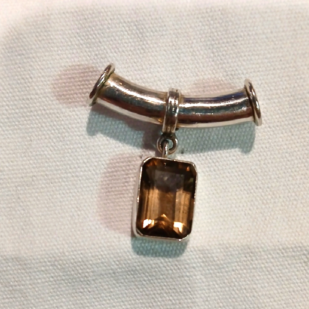 💎 Smoky Topaz Princess Cut Pendant Silver Barrel Bail Unique Gem Whimsigoth